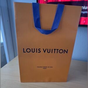 Louis Vuitton Tan Shopping Bag with Black Text